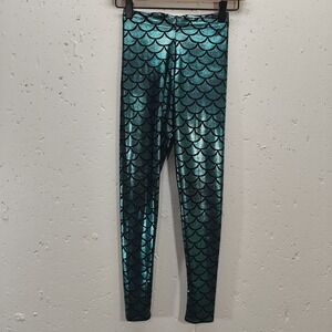 Blackmilk Womens‎ XS Leggings Metallic Turquoise Mermaid Scales